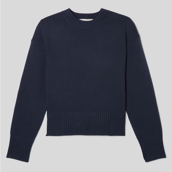 Everlane The Organic Cotton Crew Sweater In Navy - Picture 6 of 6